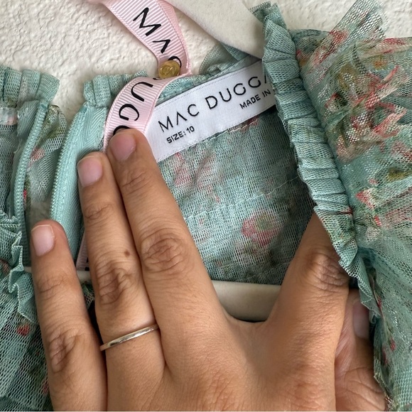 Mac Duggal 8014 Ruffle Tiered Short Sleeve A-Line Dress NWT Sage Multi - Picture 14 of 16